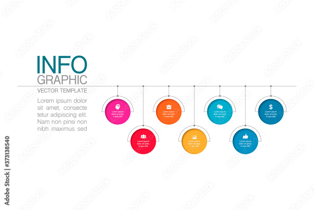Vector infographic template with 7 steps or options. Data presentation, business concept design for web, brochure, Vector infographic template with 7 steps or options. Data presentation, business concept design for web, brochure,
