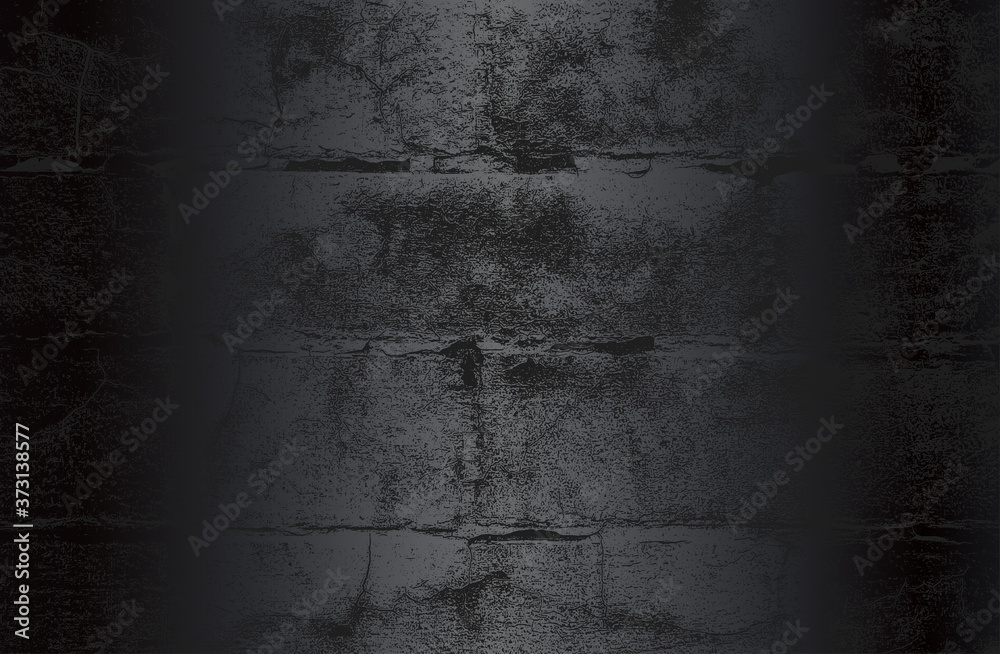 Luxury black metal gradient background with distressed brick wall texture. - obrazy, fototapety, plakaty 