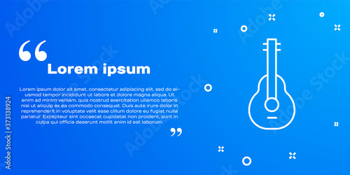 White line Mexican guitar icon isolated on blue background. Acoustic guitar. String musical instrument. Vector.