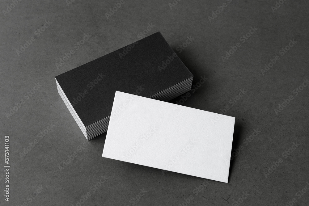 Business cards blank. Mockup on black background. Copy space for text. Business cards blank. Mockup on black background. Copy space for text.