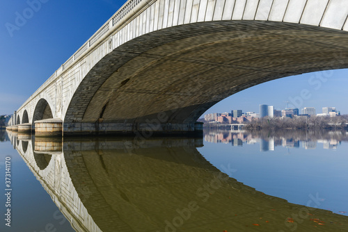 Memorial Bridge over Potomac Rİver and Roslyn - Washington DC United States