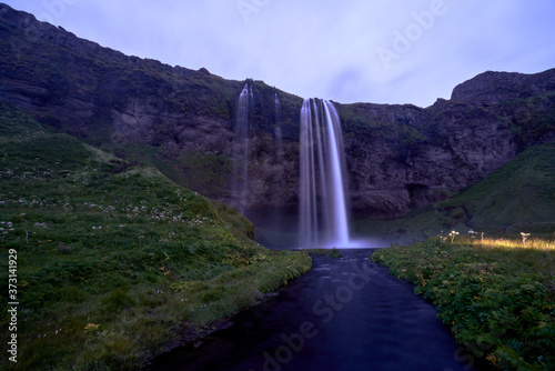 nice view of the beautiful Seljalandsfoss waterfall in Iceland