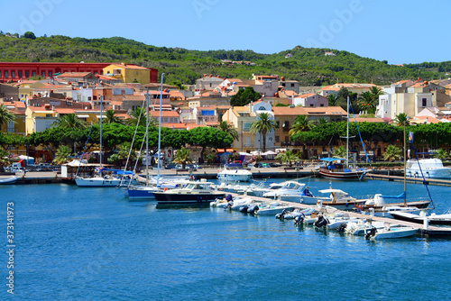 Mediterranean boat and yacht marina viewed from sea