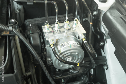 Obraz na płótnie ABS Pump ECU module on my car, Car Technology. w salonie