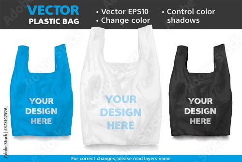 Vector Mockup Plastic Bag Supermarket Clean Product Package Warp Container