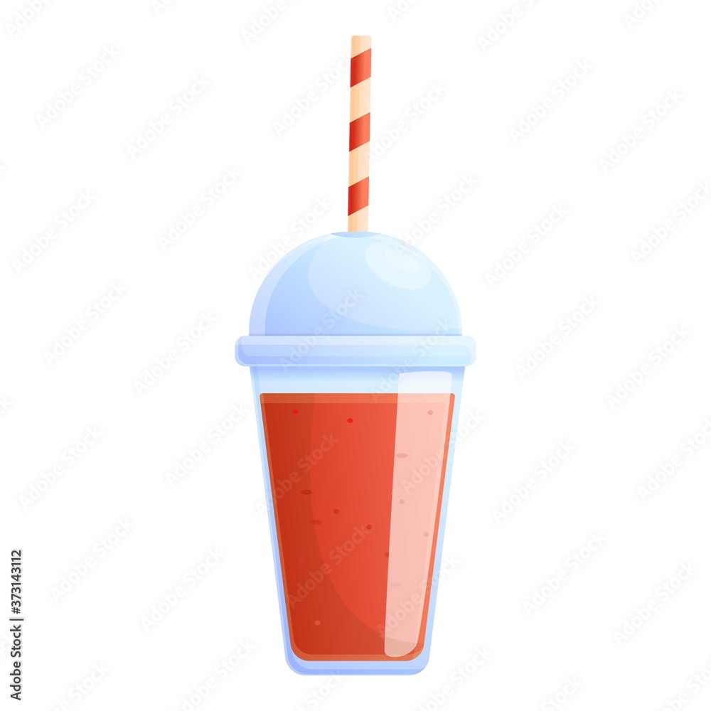 Tomato smoothie juice cup icon. Cartoon of tomato smoothie juice cup vector icon for web design isolated on white background Tomato smoothie juice cup icon. Cartoon of tomato smoothie juice cup vector icon for web design isolated on white background
