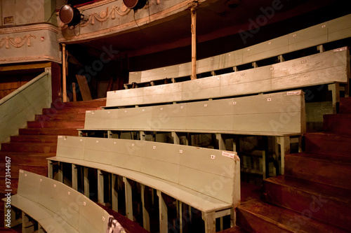 Old abandoned circus with spotlights and stucco