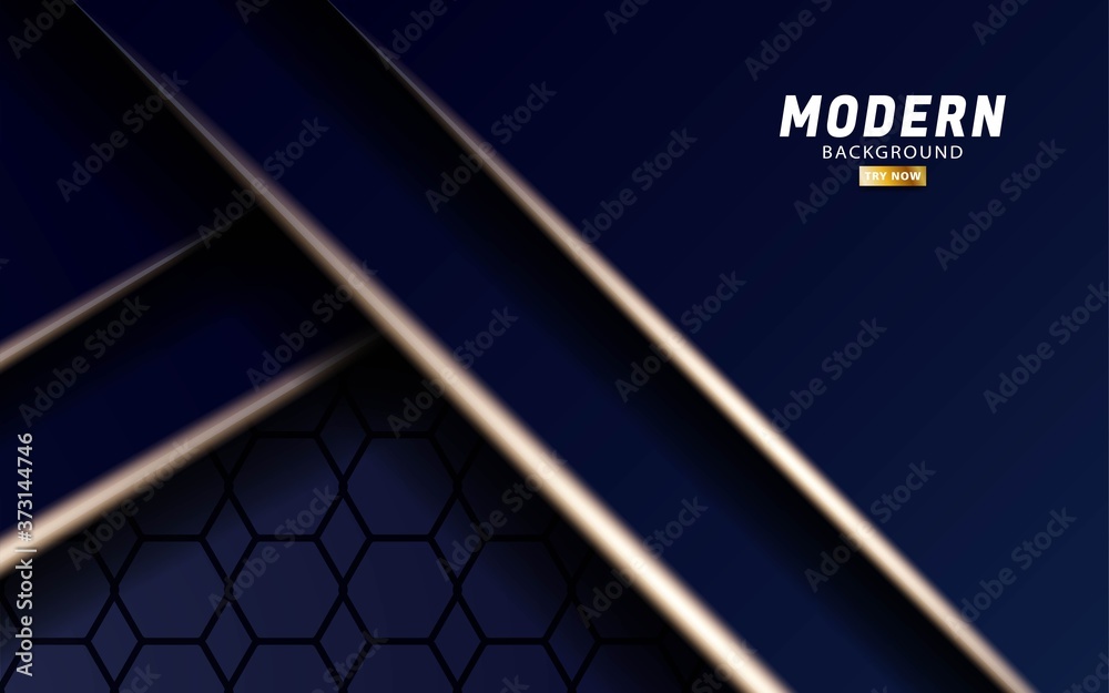 premium blue paper cut background. Abstract realistic layered paper cut decoration texture with hexagon pattern. 3d backdrop. Vector illustration. Cover layout template. Material design concept