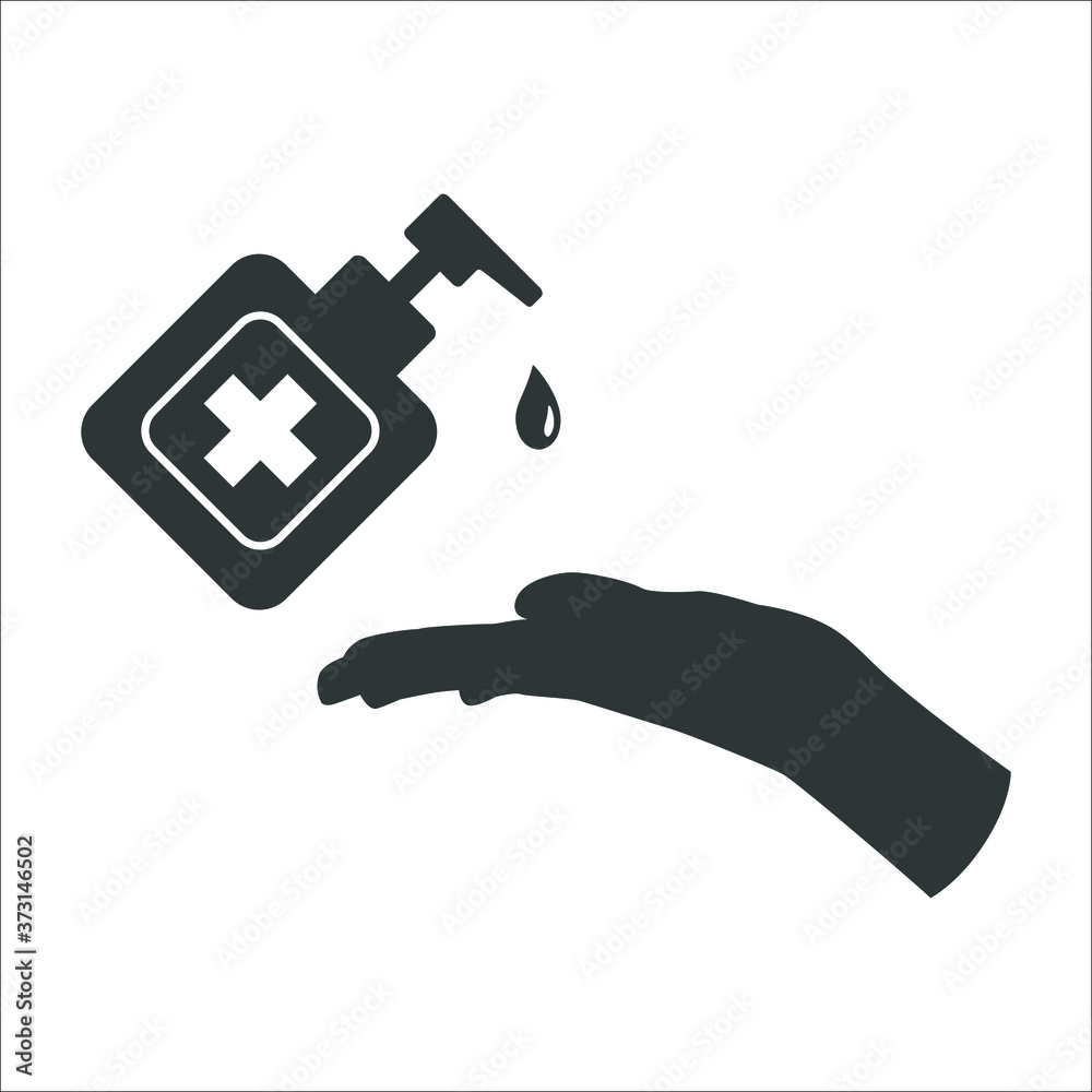 Hand sanitizer icon in flat style isolated on white background. Vector icon for your ebsites, logo, app, UI Hand sanitizer icon in flat style isolated on white background. Vector icon for your ebsites, logo, app, UI
