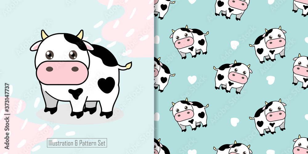 cute cow baby animal seamless pattern set good for card invitation cute cow baby animal seamless pattern set good for card invitation