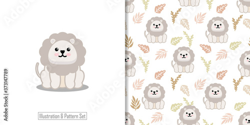cute lion baby animal seamless pattern set good for card invitation