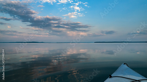 Kayaking still waters at the blue hour