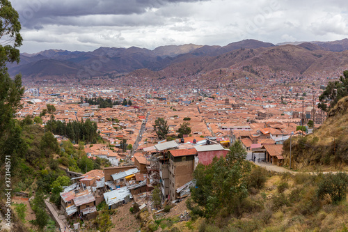 Elevated View Of Suburban Housing In Cusco, Peru