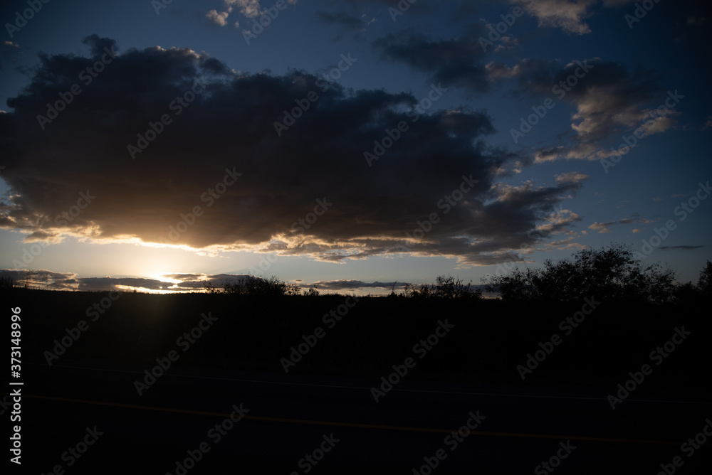 Rural landscape at dusk in the region of the Pampa Biome bordering Brazil and Uruguay Rural landscape at dusk in the region of the Pampa Biome bordering Brazil and Uruguay