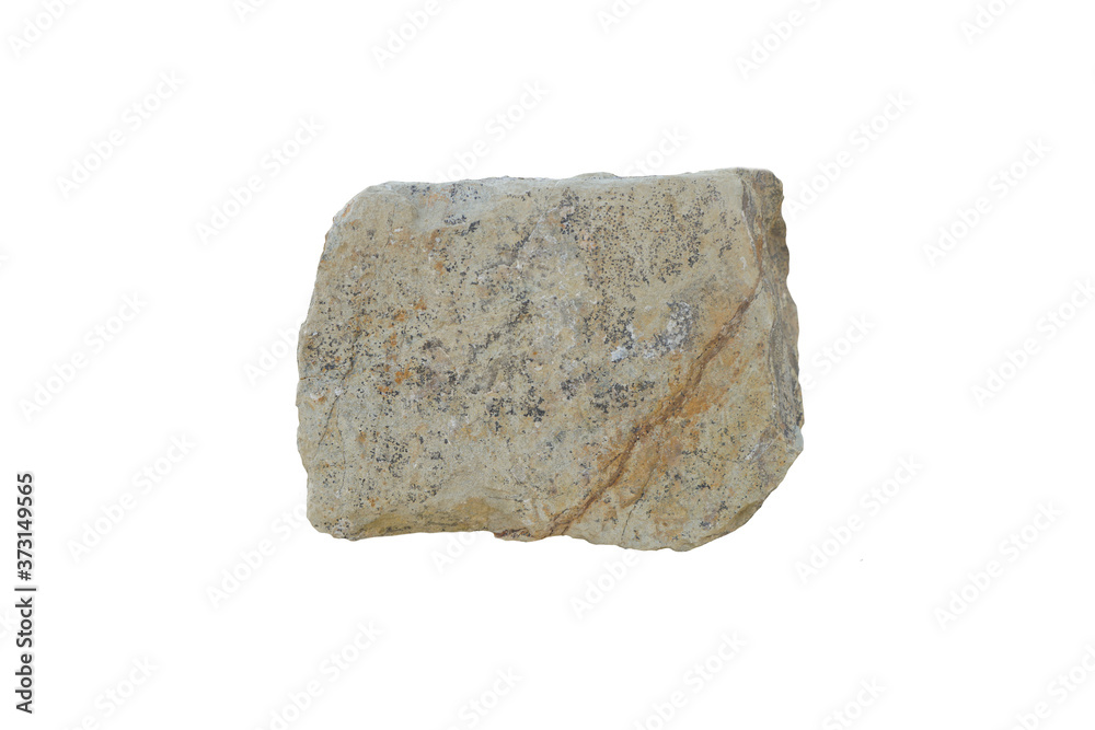 Shale is a fine-grained sedimentary rock, isolated on white background.