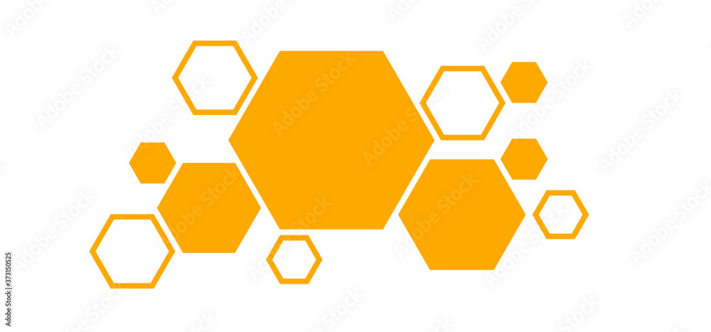 Honeycomb pattern. Seamless geometric hive background. Abstract yellow, orange beehive raster background. Funny vector bee honey shapes sign. Amber color
