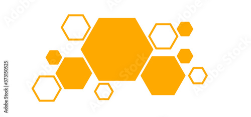 Honeycomb pattern. Seamless geometric hive background. Abstract yellow, orange beehive raster background. Funny vector bee honey shapes sign. Amber color photo