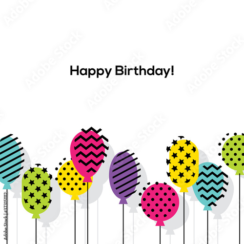 Birthday greeting card design with balloons