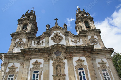 Azulejo decorated stairway to the Sanctuary of Our Lady of Remedios in Lamego - Portugal