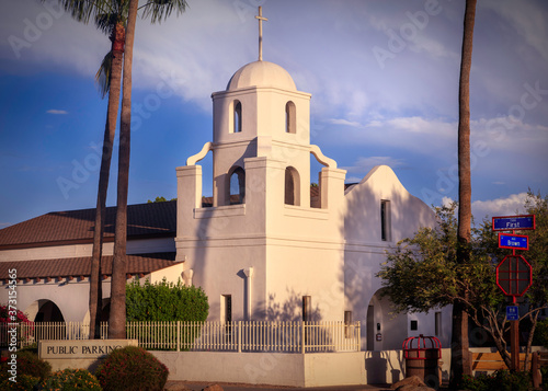 Historic Old Adobe Mission Church in Old Town Scottsdale Arizona on First St. and Brown.