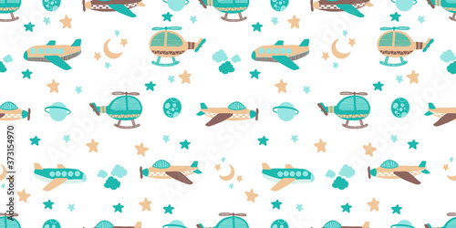 CUTE PLANE SEAMLESS PATTERN CARTOON DOODLE COLLECTION
