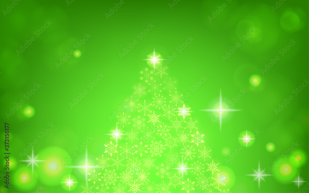 キラキラ輝く雪の結晶のクリスマスツリー