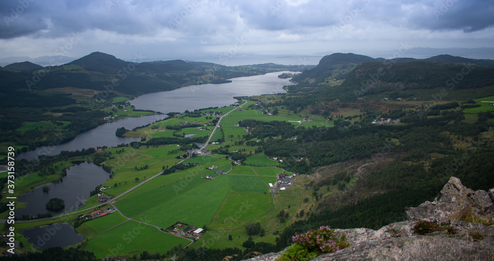 Norway Hiking Trail Overlooking Tau & Rogaland towns - Tropphona