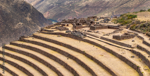 The ruins of the ancient Inca city of Pisac  Peru.