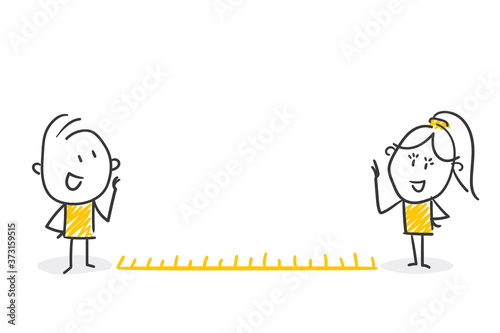Strichfiguren / Strichmännchen: Social distancing. (Nr. 519)	