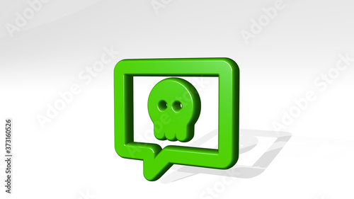 MOOD SKULL CHAT 3D icon casting shadow, 3D illustration photo