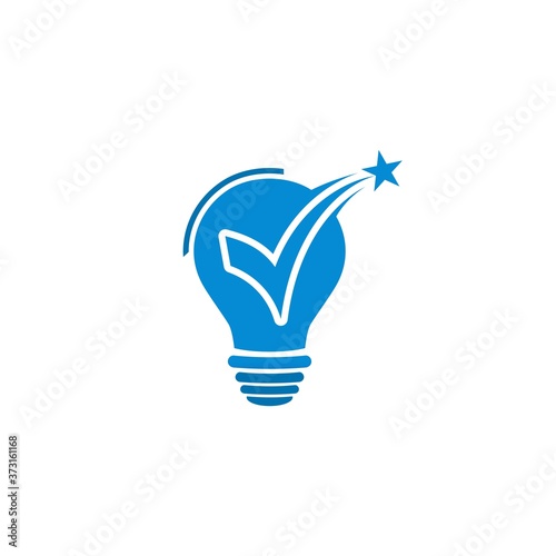 good idea logo,star check mark and bulb logo vector