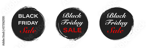 Black friday sale . Grunge tags collection.  Black circle banner , black brush stroke. Vector illustration . Set of special offer brush logo .