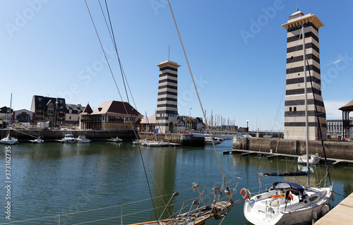 harbor of Deauville , famous french resort in Normandy