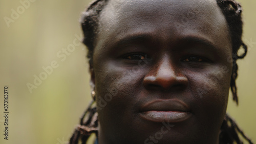 Close up portrait shot of an african black man, Soft focus . High quality photo