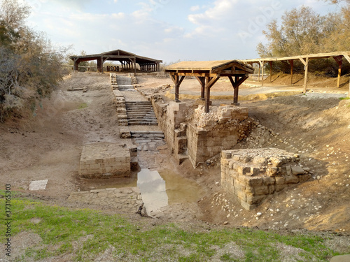 View of Al-Maghtas, archaeological World Heritage site in Jordan on the east bank of the Jordan River, officially known as Baptism Site of Jesus Christ. Religion theme. photo