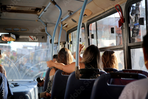 salvador, bahia, / brazil - october 21, 2017: people are seen on public transport buses in the city of Salvador.
