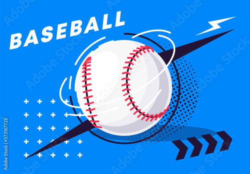 Vector illustration of a baseball with stylish elements on the background