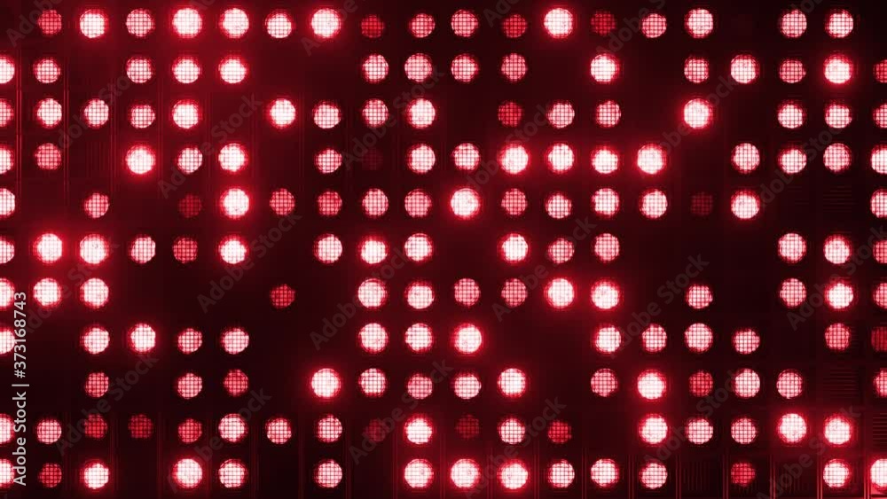 Flashing wall lights. Flashing lights Lanterns for clubs and discos. Matrix beam headlights. Nightclub halogen lamp. Seamless loop 3d render. Red light