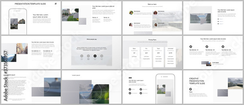 Bundle of editable business templates for digital app, web products. Vector templates for website design, presentations, portfolio, presentation slides, flyer, leaflet, brochure cover, annual report.