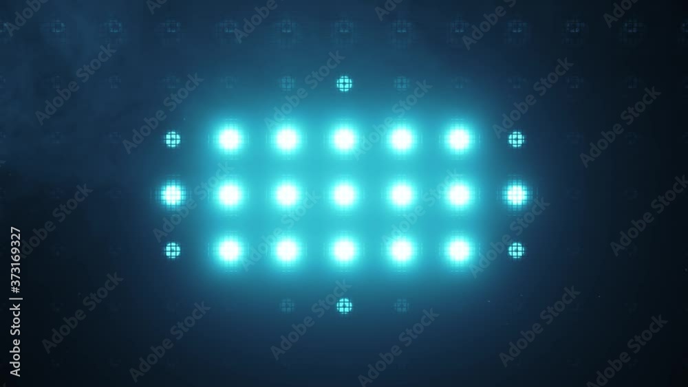 Flashing wall lights. Flashing lights Lanterns for clubs and discos. Matrix beam headlights. Nightclub halogen lamp. Seamless loop 3d render. Blue light