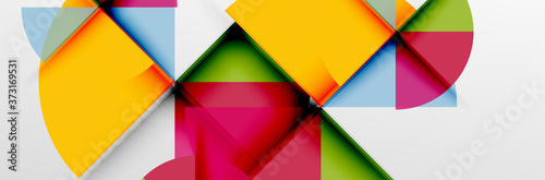 Free Download Bright color circles, abstract round shapes and triangles composition with shadow effects. Vector modern geometric design template - GFXLoad