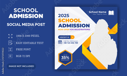  Admission social media post, Students Back to school admission promotion social media post banner template. Back to School admission social media post or Instagram post or flyer Design.