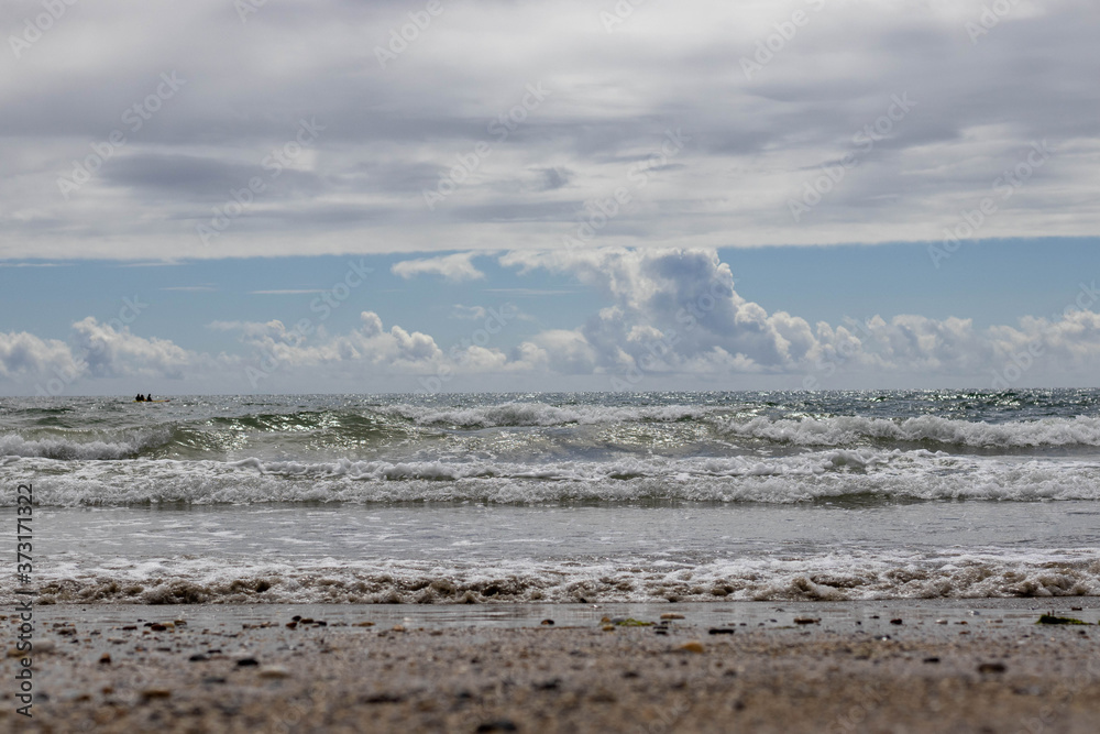 Atlantic ocean waves near St. Michaels Mount, UK