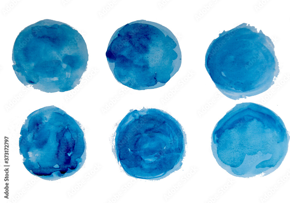 Blue watercolor hand paint texture, isolated on white background. Abstract ultra blue and deep blue watercolor hand painting banner outer of circle shape for decoration artwork. Blue watercolor hand paint texture, isolated on white background. Abstract ultra blue and deep blue watercolor hand painting banner outer of circle shape for decoration artwork.