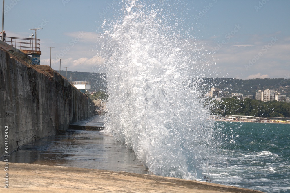 Waves at Varna breakwater