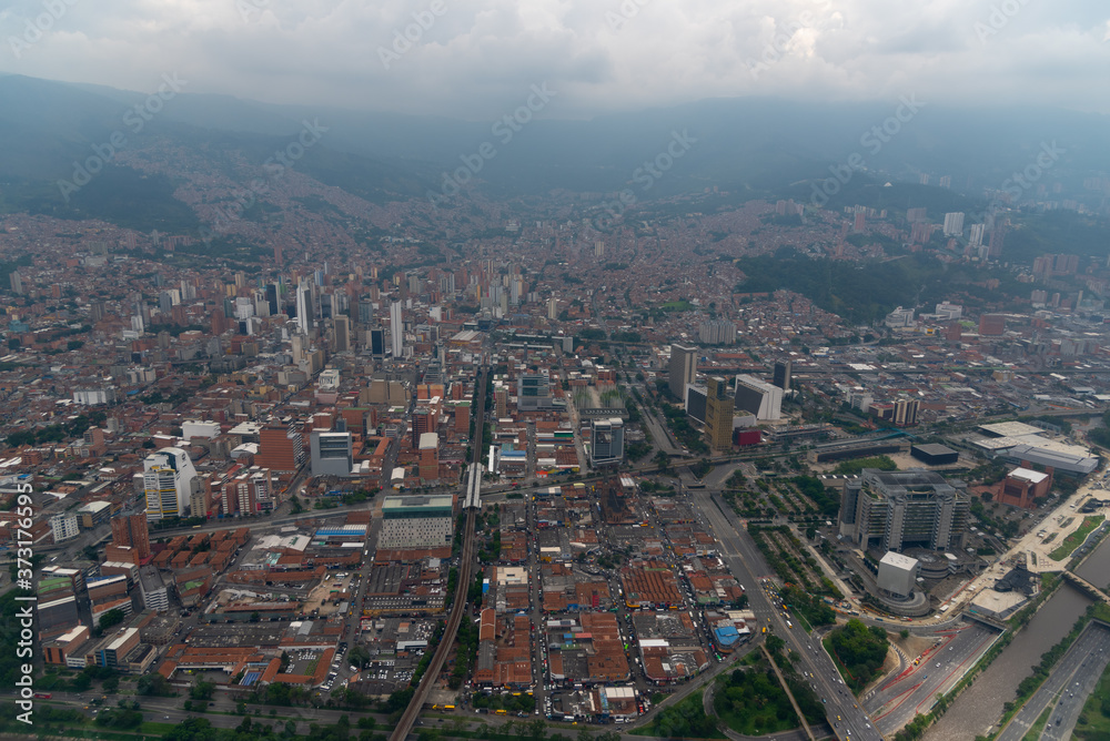 Aerial view of the city of Medellin. Colombia.
