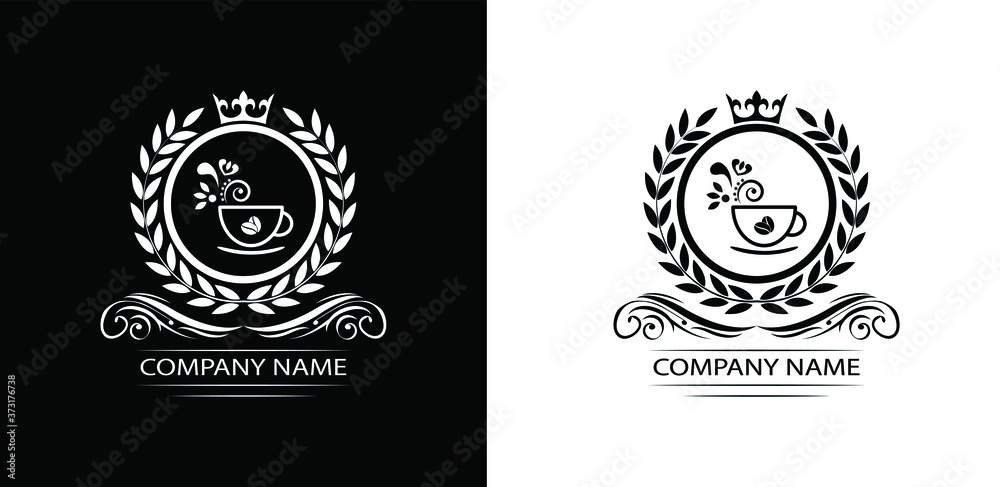 Fototapeta premium coffee logo template caffeine luxury royal vector company decorative emblem with crown