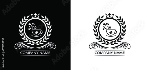 coffee logo template caffeine luxury royal vector company decorative emblem with crown	
