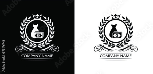 money bank logo template luxury royal vector company decorative emblem with crown	
