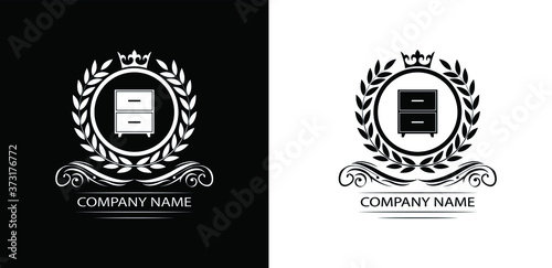 furniture logo template luxury royal vector company decorative emblem with crown